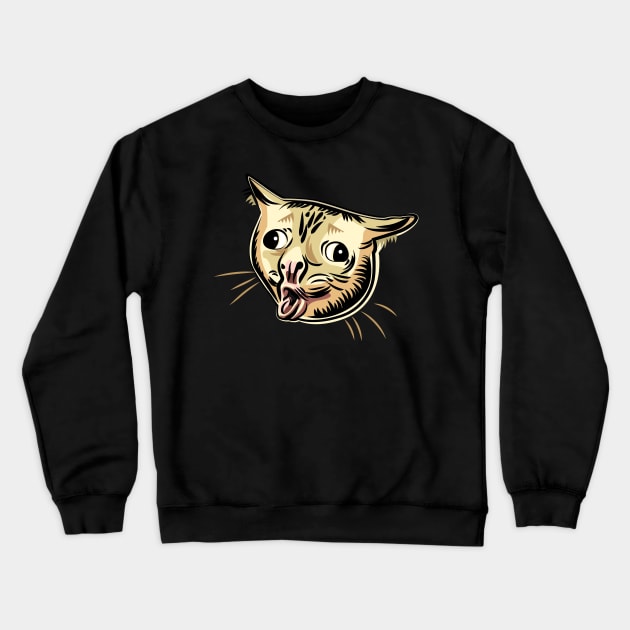 Coughing Cat Meme Crewneck Sweatshirt by okpinsArtDesign